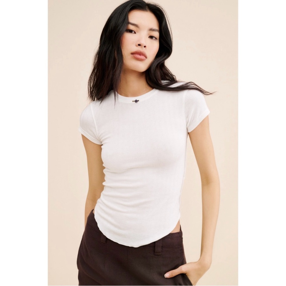 free people intimately weekend vibe rosette baby tee in white